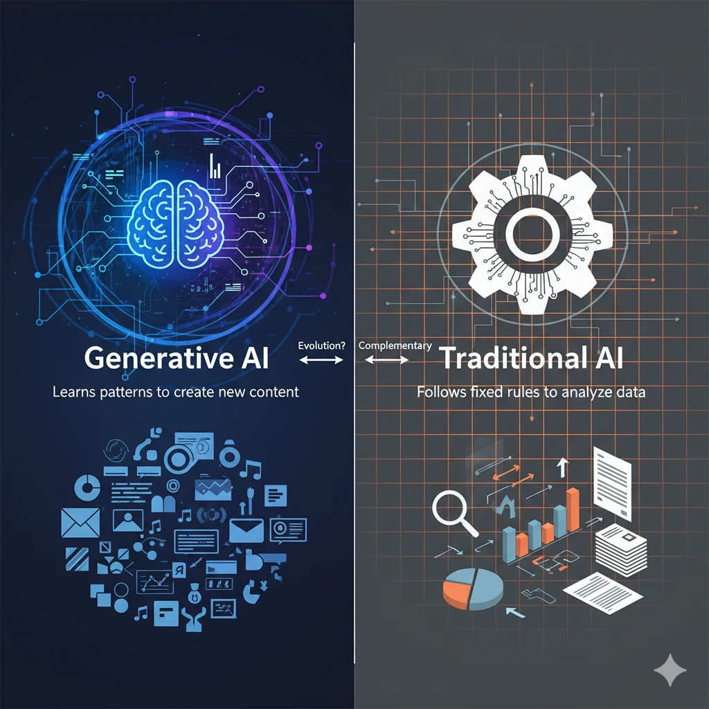 Generative AI vs Traditional AI: What’s the  Difference and Which Should You Learn in  2025?